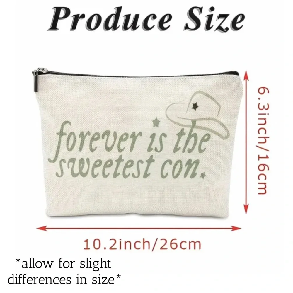 Cosmetic Bag with Zipper & Print of Taylor Swift’s Lyrics Cowboy Like Me NEW